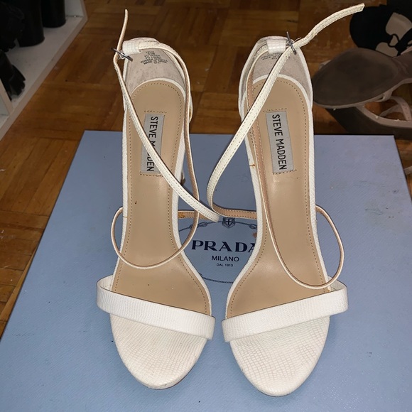 steve madden white heels sandals